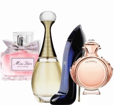 Set de 4 perfumes | Miss Dior + J'adore + Good Girl + Olympéa (100 ml)