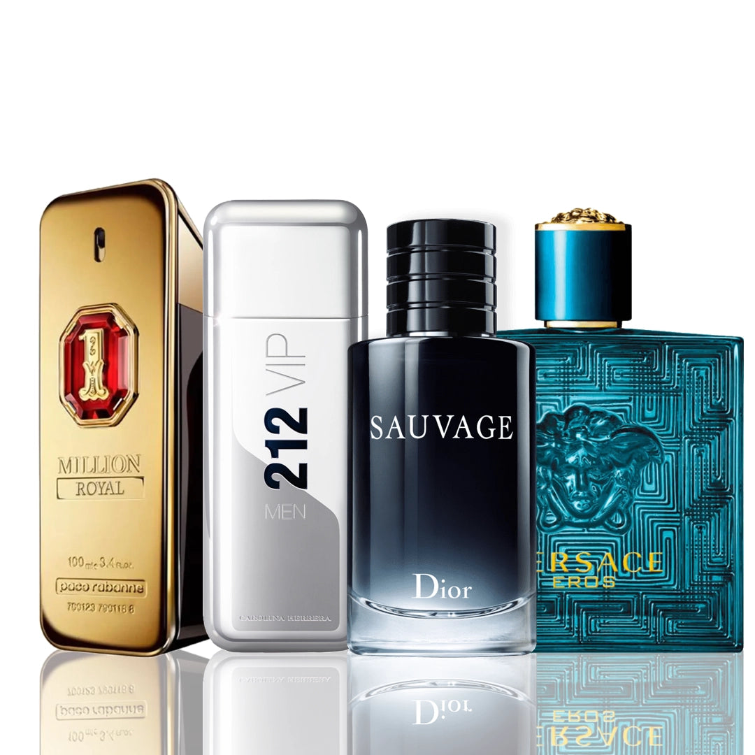 Set de 4 perfumes | One Million Royal + 212 VIP Men + Sauvage Dior + Versace Eros (100 ml)