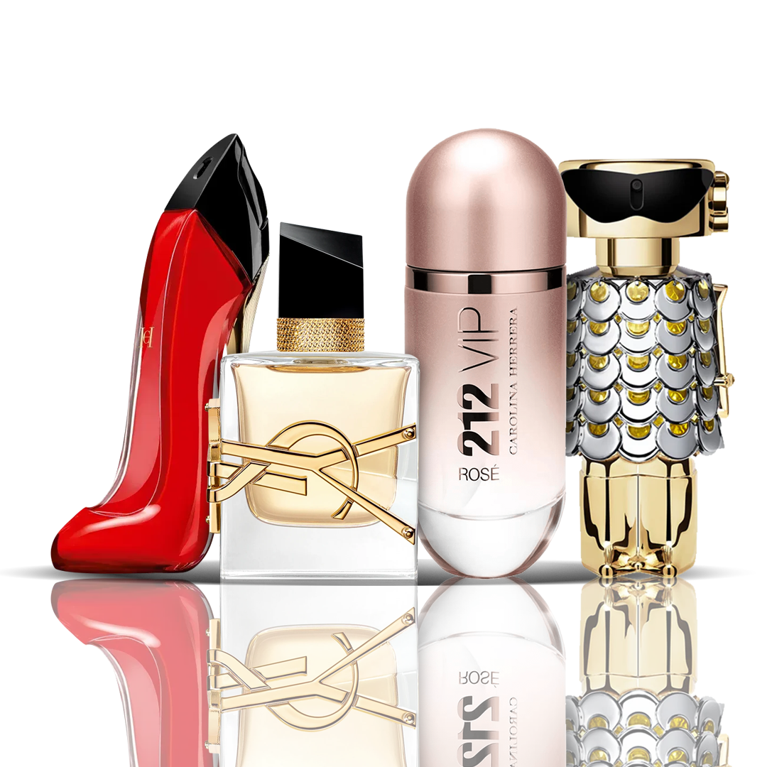 Set de 4 perfumes | Very Good Girl + Libre + 212 VIP Rosé + Fame (100 ml)