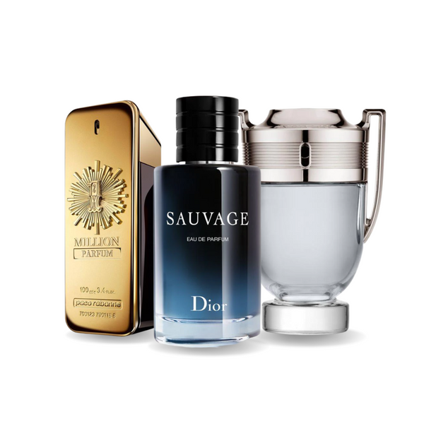 Juego de 3 perfumes | Paco Rabanne ONE MILLION, Dior SAUVAGE, Paco Rabanne INVICTUS 100 ml