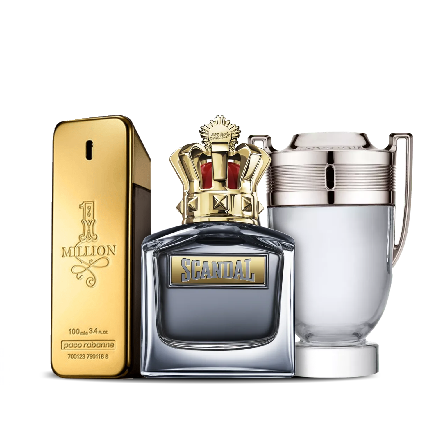 Juego de 3 perfumes | Invictus + Scandal Men + One Million 100 ml