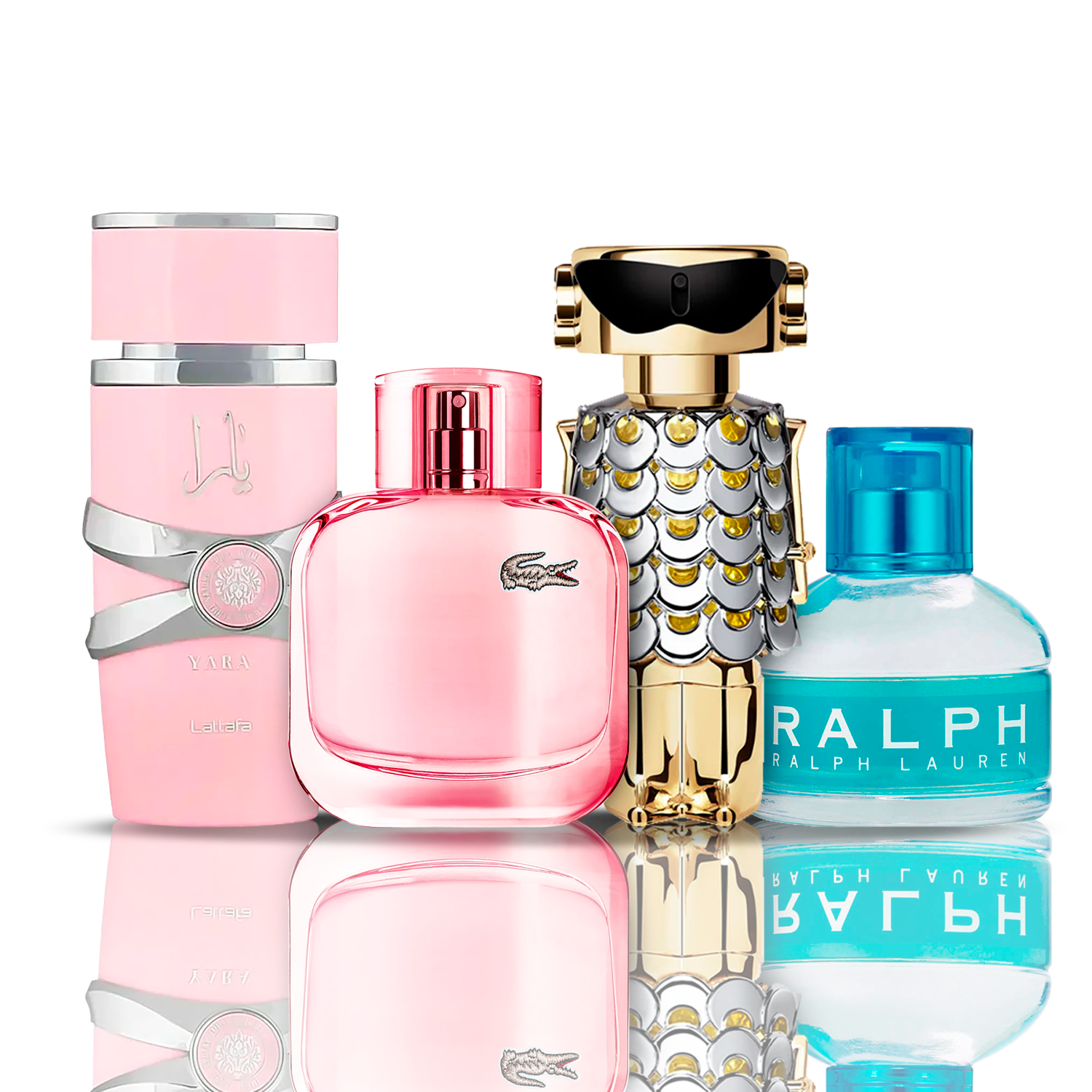 Set de 4 perfumes | Fame + Yara + Lacoste Sparkling + Ralph Lauren (100 ml)