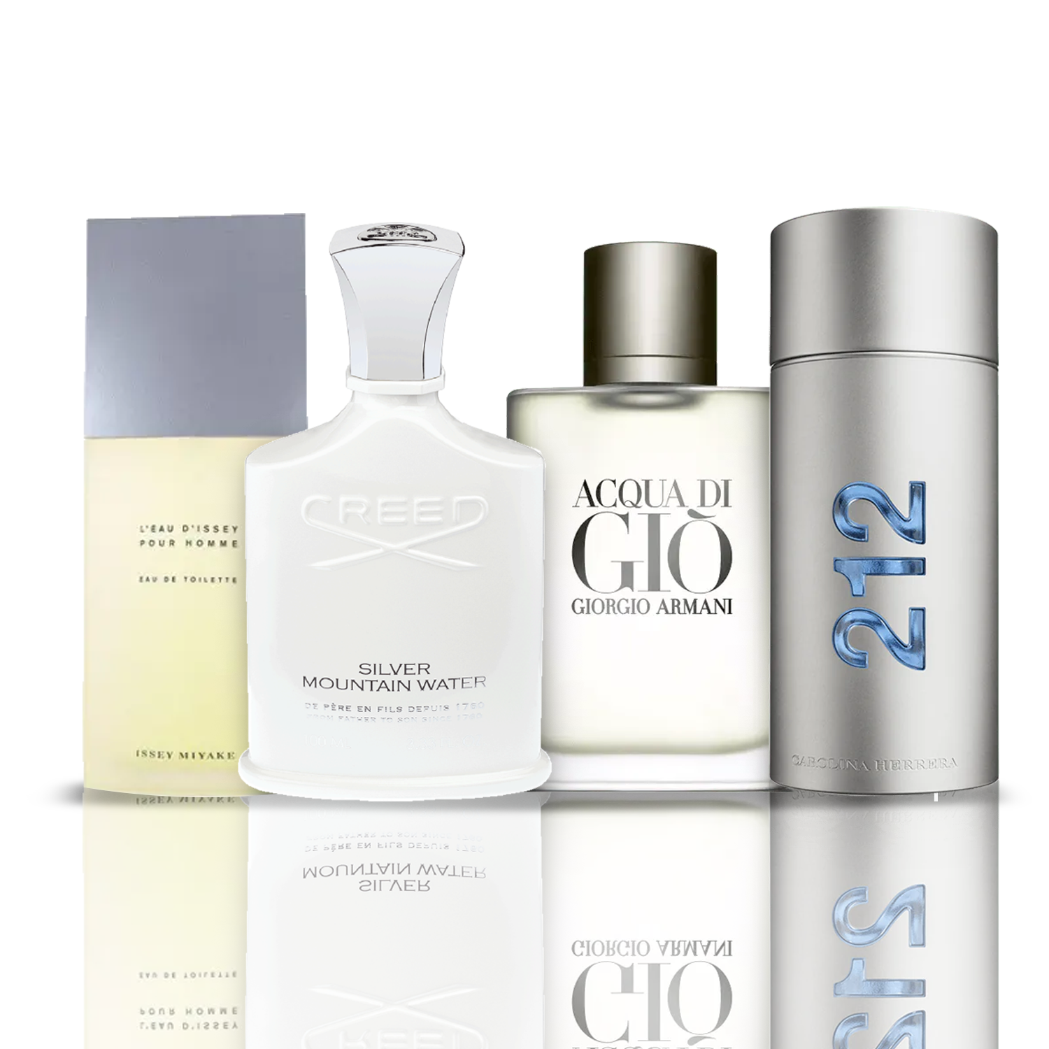 Set de 4 perfumes | Issey Miyake + Acqua di Gio + Creed Silver + 212 NYC Men (100 ml)