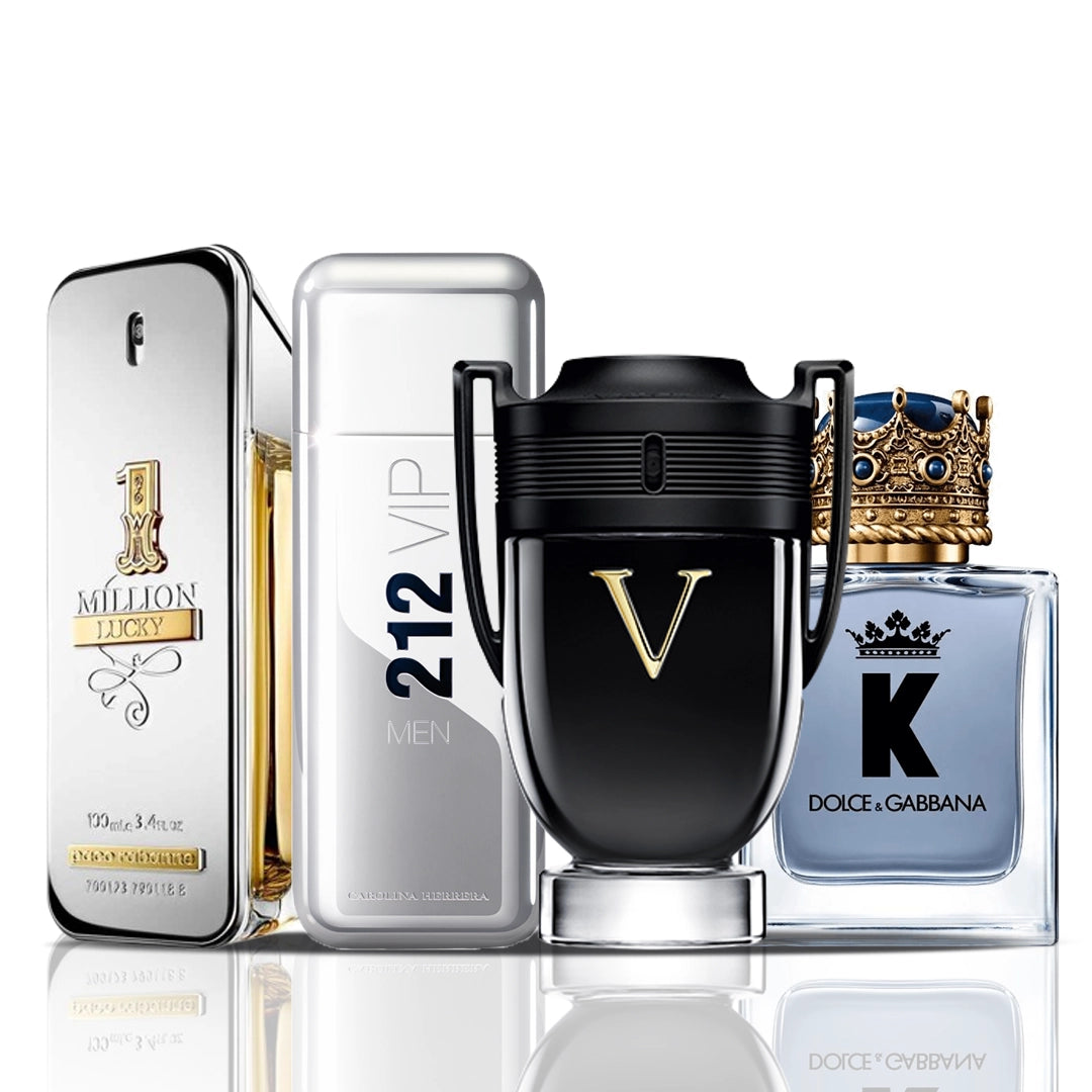 Set de 4 perfumes | 1 Million Lucky + 212 VIP Men + Invictus Victory + Dolce & Gabbana K (100 ml)